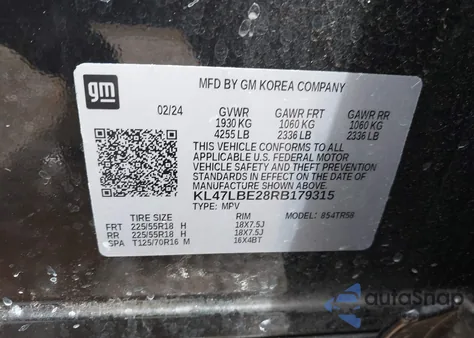 2024 Buick Envista Sport Touring Fwd from USA, damaged, VIN KL47LBE28RB179315